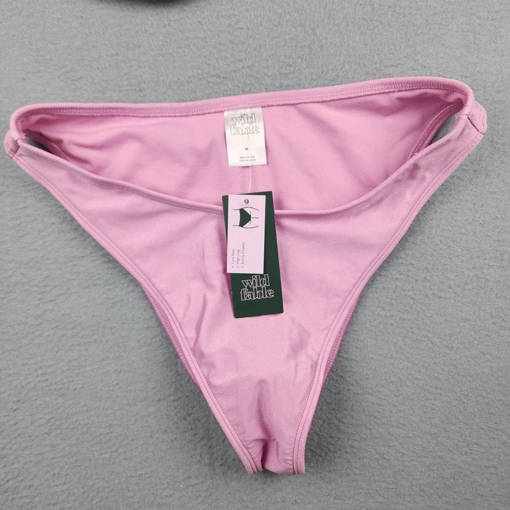 Shade & Shore Wild Fable Bikini Swimsuit Womens M Pink Underwire Cheeky Set